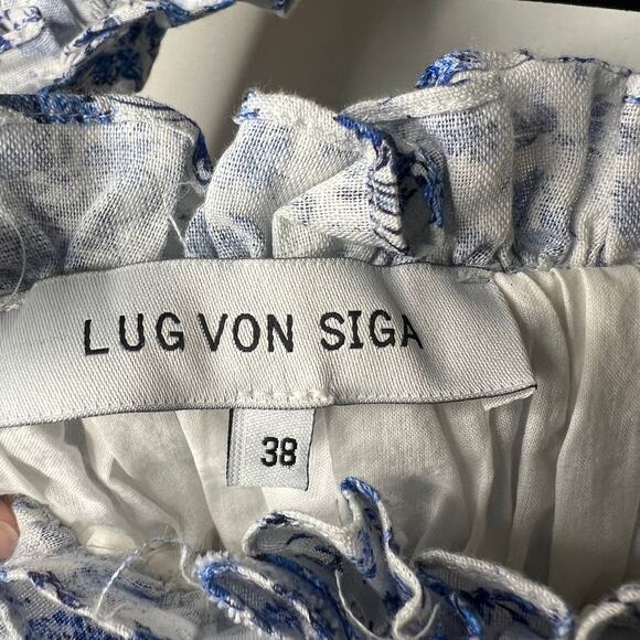 Lug Von Siga Blue Floral Smocked Elisa Maxi Dress Size 38/6 - Picture 7 of 10